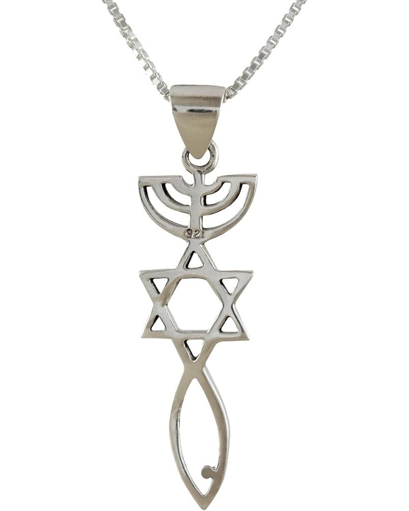 Sterling Silver Messianic Seal Pendant Spiritual Religious Jewelry Grafted Necklace Pendant with Chain 24.0 Inches $9.98 Neck...