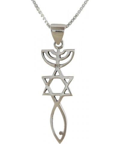 Sterling Silver Messianic Seal Pendant Spiritual Religious Jewelry Grafted Necklace Pendant with Chain 24.0 Inches $9.98 Neck...