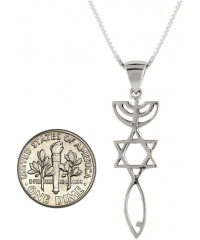 Sterling Silver Messianic Seal Pendant Spiritual Religious Jewelry Grafted Necklace Pendant with Chain 24.0 Inches $9.98 Neck...