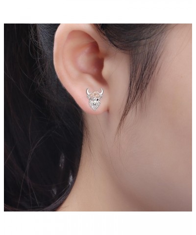 Sterling Silver Axolotl Bunny Shamrock Baseball Softball Highland Cow 4th of July Earring Studs for Women highland cow earrin...