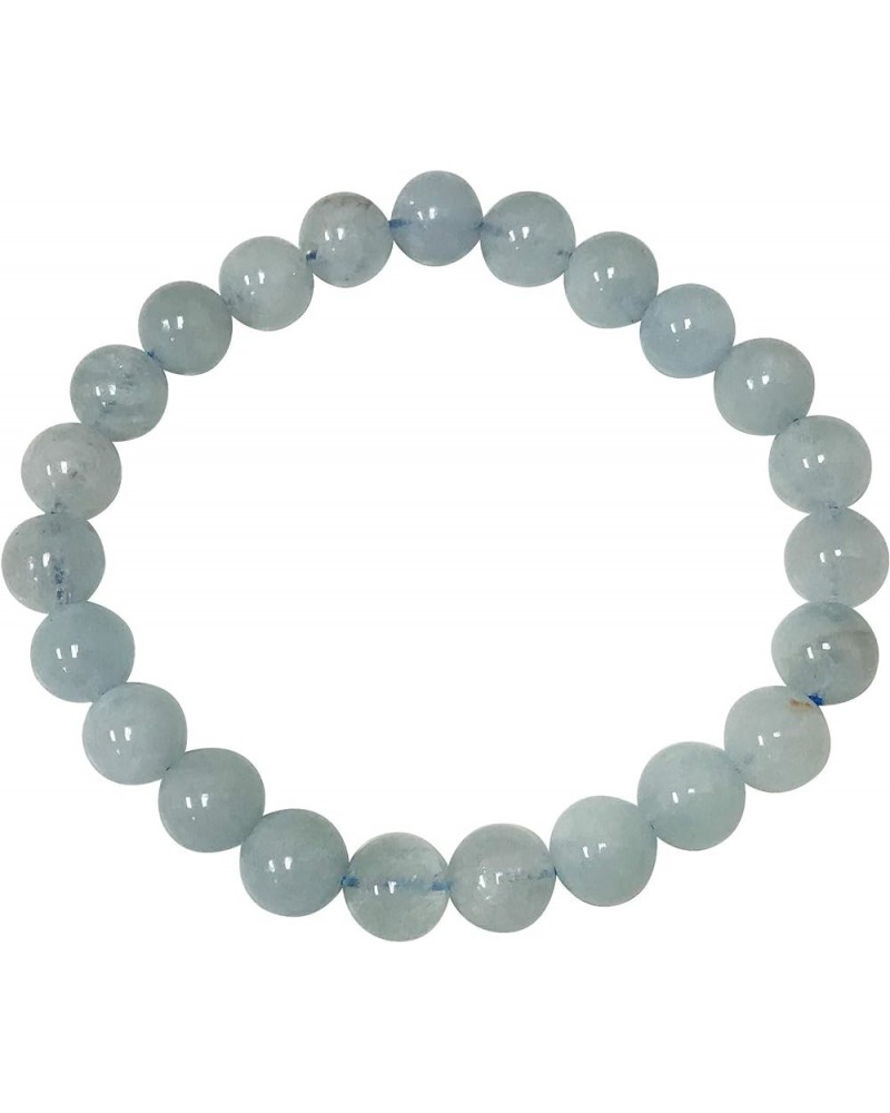 8mm Natural Round Gemstone Energy Power Crystal Beads Handmade Elastic Stretch Unisex Bracelet One Size Fits All aquamarine $...