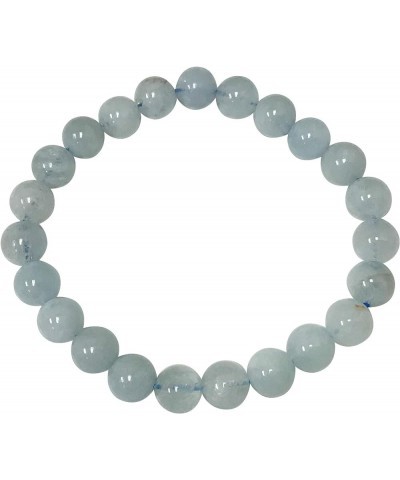 8mm Natural Round Gemstone Energy Power Crystal Beads Handmade Elastic Stretch Unisex Bracelet One Size Fits All aquamarine $...