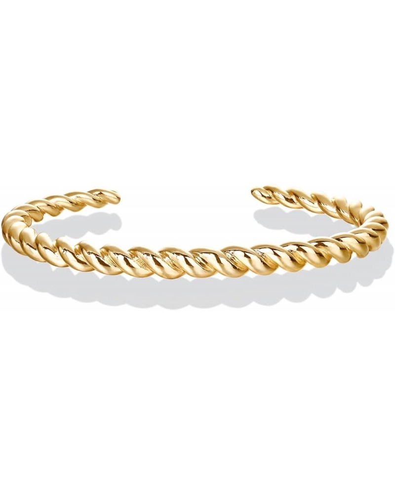 Gold Plated Twisted Chunky Bangle Bracelet | 14K Gold Plated | Lightweight Everyday Jewelry Yellow Gold 7 Inches $11.86 Brace...