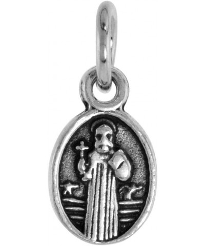 Very Tiny 3/8 inch Oval Sterling Silver St Benedict Medal Necklace Oxidized finish Available with or without Chain Pendent-No...