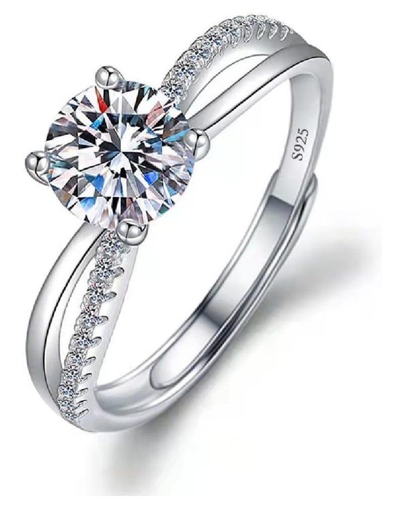 Sterling Silver Cubic Zirconia Adjustable Size Engagement Promise Rings for Women STONE DESIGN 13 $8.63 Rings