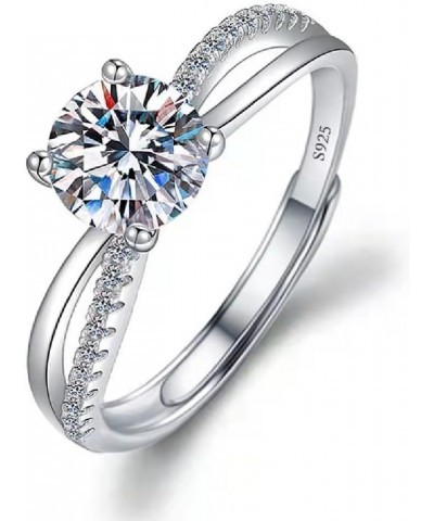 Sterling Silver Cubic Zirconia Adjustable Size Engagement Promise Rings for Women STONE DESIGN 13 $8.63 Rings