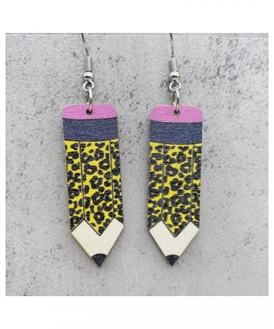 Teacher Earrings for Women Wooden Pencil Dangle Back to School Earrings Cute Painted Wood Earrings for Teachers First Day of ...