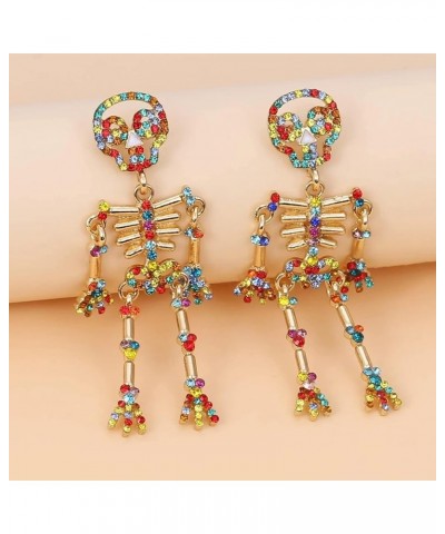 Halloween Skeleton Skull Earrings for Women Bling Rhinestone Crystal Gothic Skull Earring Halloween Theme Jewelry Gift Charm ...