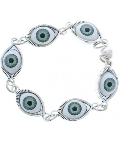 Evil Eye bracelet, clasp assembled in USA, clasp, 7”, zinc material, glass eyes, each eye 14mm x 20mm oval $22.41 Bracelets