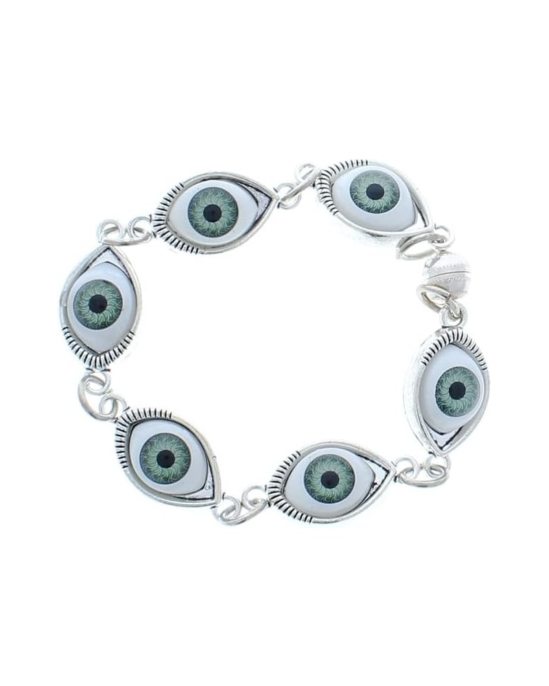 Evil Eye bracelet, clasp assembled in USA, clasp, 7”, zinc material, glass eyes, each eye 14mm x 20mm oval $22.41 Bracelets