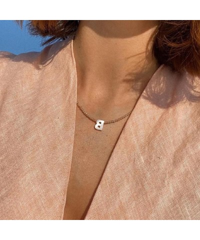 Beaded Initial Necklace with Pearl Letter Boho Summer Beach Layering Choker Necklace for Women M $7.83 Necklaces