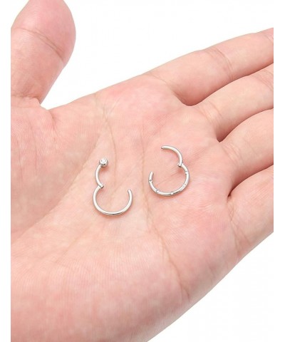 0.39in(10mm) D, 16G Segment Rings. Surgical Steel Septum Ring Segment Nose Septum Hoop Ring Crystal inlaidy Seamless Hinged C...