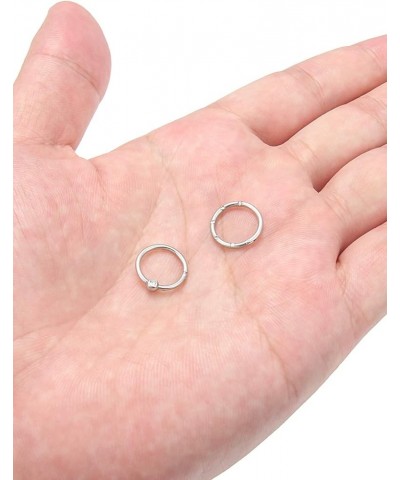 0.39in(10mm) D, 16G Segment Rings. Surgical Steel Septum Ring Segment Nose Septum Hoop Ring Crystal inlaidy Seamless Hinged C...