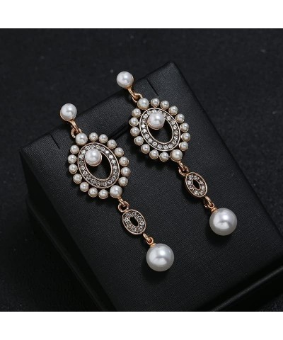 1920s Flapper Pearl Earrings Great Gatsby Pearl Tassel Earrings Vintage Cubic Zirconia Art Deco Dangle Earring for Women Wedd...