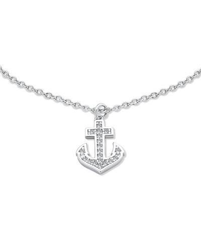 Nautical Multi Charm Dangle Anchor Sailboat Ship Wheel Compass Anklet Ankle Bracelet For Women .925 Sterling Silver Adjustabl...