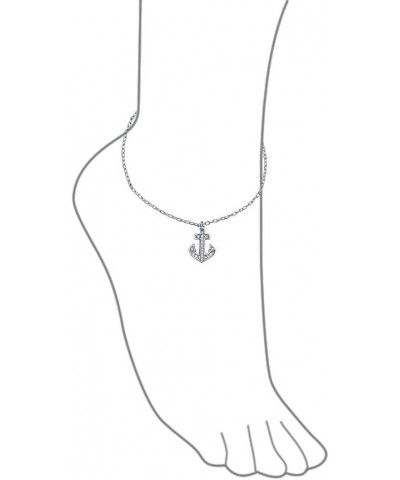 Nautical Multi Charm Dangle Anchor Sailboat Ship Wheel Compass Anklet Ankle Bracelet For Women .925 Sterling Silver Adjustabl...