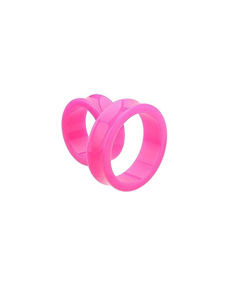 Supersize Neon Colored Acrylic Double Flared Ear Gauge Tunnel Plug Earrings 1-3/8" (35mm), Pink $11.48 Body Jewelry