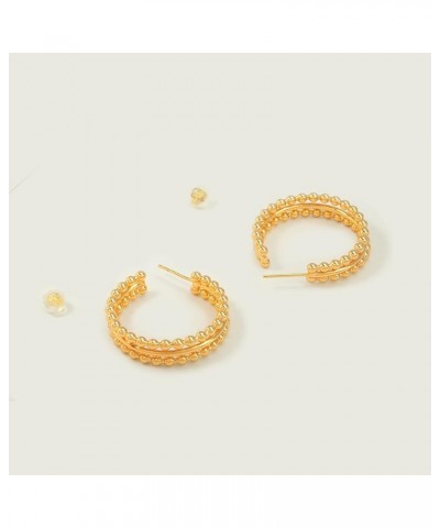 Gold Hoop Earring Sterling Silver Post Chunky Open Hoops 18K Gold Plated Simple Hypoallergenic Handmade Earrings Jewelry for ...