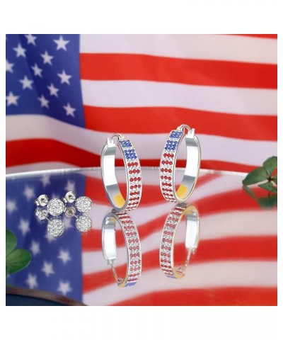 Silver Plated Crystal Hoop Earrings, Circle Hoop Earrings For Women Fashion Jewelry Patriotic earrings $8.99 Earrings