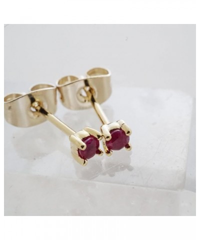 Tiny Birthstone Stud Earrings (Natural Stones) in Gold, Rose Gold, or Silver | Minimalist, Delicate Jewelry Red Ruby July - G...