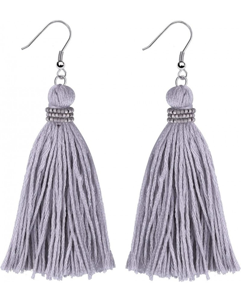 Women's Drop Dangle Earrings Tassel Dangle Earrings for Women Thread Tiered Tassel Dangle Statement Summer Beach Layered Grey...