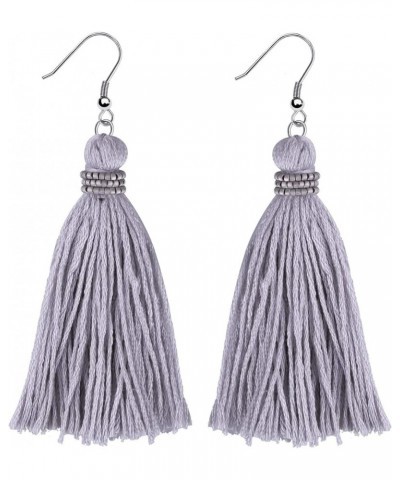 Women's Drop Dangle Earrings Tassel Dangle Earrings for Women Thread Tiered Tassel Dangle Statement Summer Beach Layered Grey...