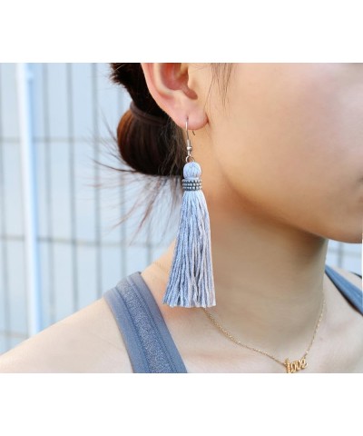 Women's Drop Dangle Earrings Tassel Dangle Earrings for Women Thread Tiered Tassel Dangle Statement Summer Beach Layered Grey...