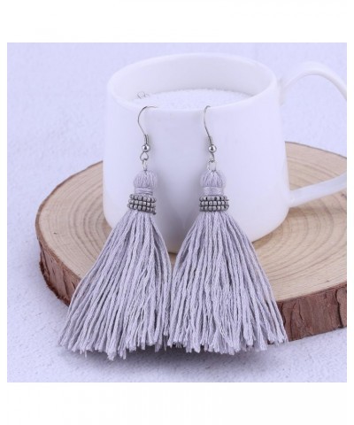 Women's Drop Dangle Earrings Tassel Dangle Earrings for Women Thread Tiered Tassel Dangle Statement Summer Beach Layered Grey...