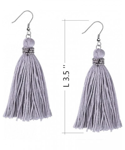 Women's Drop Dangle Earrings Tassel Dangle Earrings for Women Thread Tiered Tassel Dangle Statement Summer Beach Layered Grey...