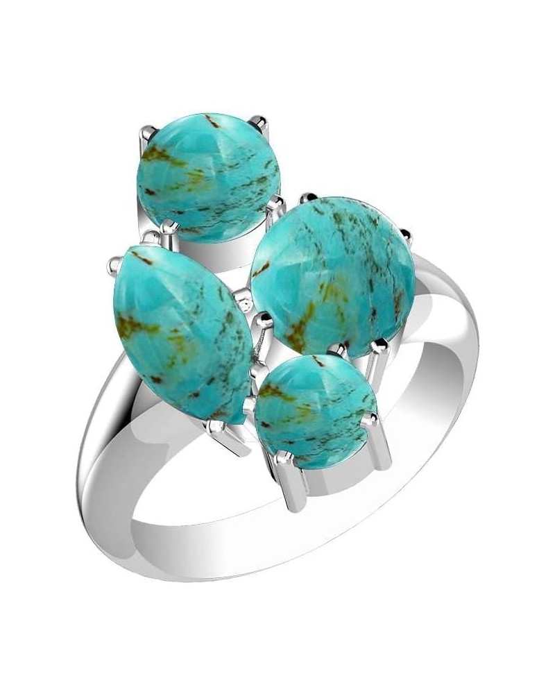 7.75Cts Native American Style Natural Gemstone Rings For Women, 925 Silver Plated Birthstone Ring Jewelry Gift For Women Mom ...