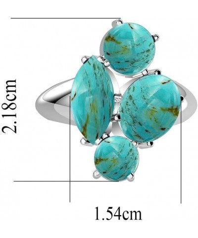 7.75Cts Native American Style Natural Gemstone Rings For Women, 925 Silver Plated Birthstone Ring Jewelry Gift For Women Mom ...