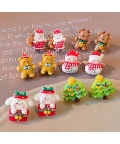 Christmas Earrings for Women Funny Christmas Trees Santa Snowman Deer Bear Stud Earrings Colorful Christmas Resin Earrings Cu...