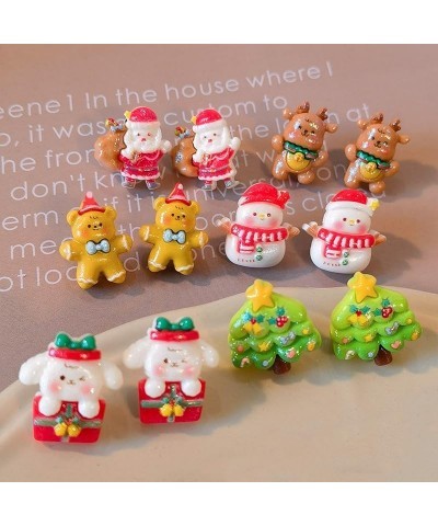 Christmas Earrings for Women Funny Christmas Trees Santa Snowman Deer Bear Stud Earrings Colorful Christmas Resin Earrings Cu...