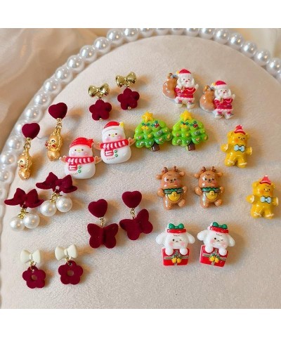 Christmas Earrings for Women Funny Christmas Trees Santa Snowman Deer Bear Stud Earrings Colorful Christmas Resin Earrings Cu...