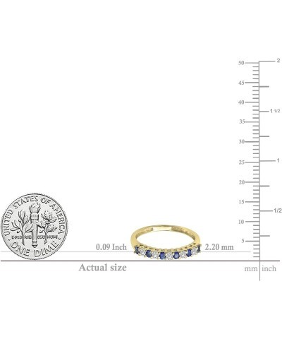 Alternate Round Blue Sapphire & White Diamond Stackable Wedding Band in 10K Gold 4 Yellow Gold $135.12 Bracelets