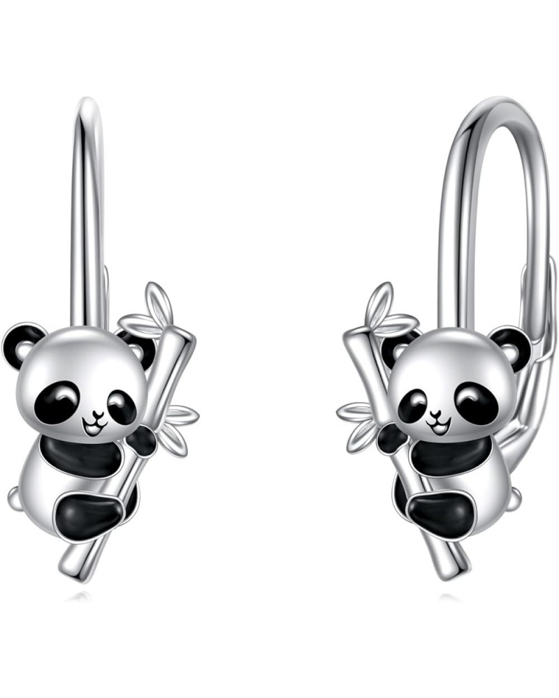 Panda/Cat/Raccoon/Squirrel Earrings Sterling Silver Animal Hoop Earrings Leverback Earrings Jewelry Gifts for Women Girls Pan...