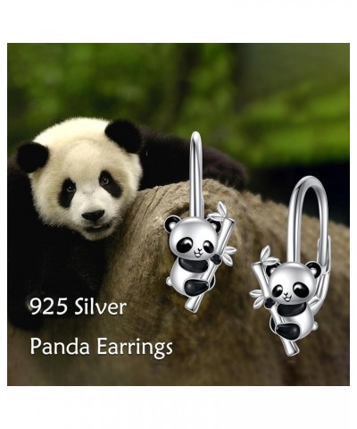 Panda/Cat/Raccoon/Squirrel Earrings Sterling Silver Animal Hoop Earrings Leverback Earrings Jewelry Gifts for Women Girls Pan...