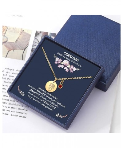 Birthday Gifts for Her Birth Flower Necklaces, 18K Gold Plated Dainty Birth Month Floral Birthstone Disc Coin Pendant Necklac...