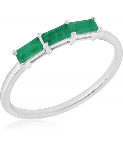 Heidi 14k Gold & Sterling Silver Genuine Gemstone Stackable 3-Stone Baguette Ring, Sizes 6-8 6 Sterling Silver Emerald $64.07...