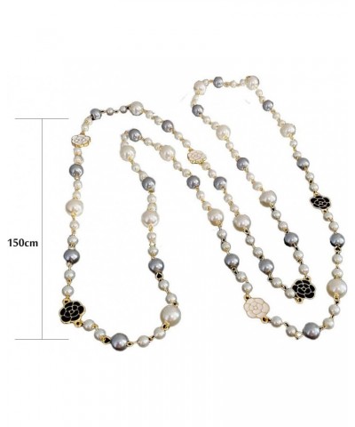 Fashion jewellery designer camellia and pearl Long collarbone necklace for women imitation pearl necklace gift $11.33 Necklaces