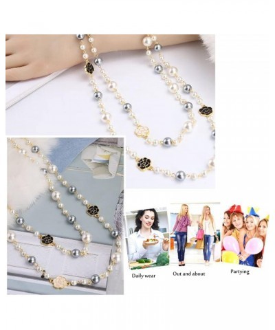 Fashion jewellery designer camellia and pearl Long collarbone necklace for women imitation pearl necklace gift $11.33 Necklaces