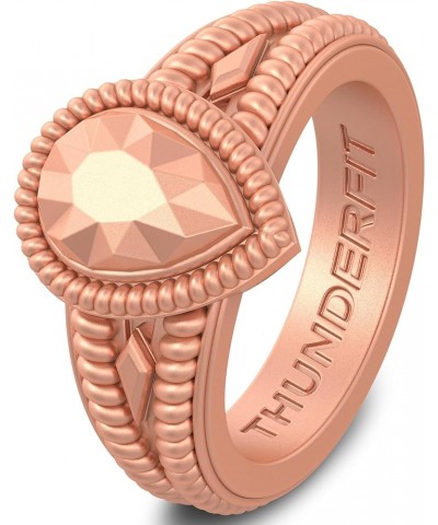 Women's Silicone Wedding Ring Like Diamond - 4.4mm~12.4mm Wide, 2mm~5.5mm Thick 6.5 - 7 (16.6mm) Rose Gold $14.55 Rings