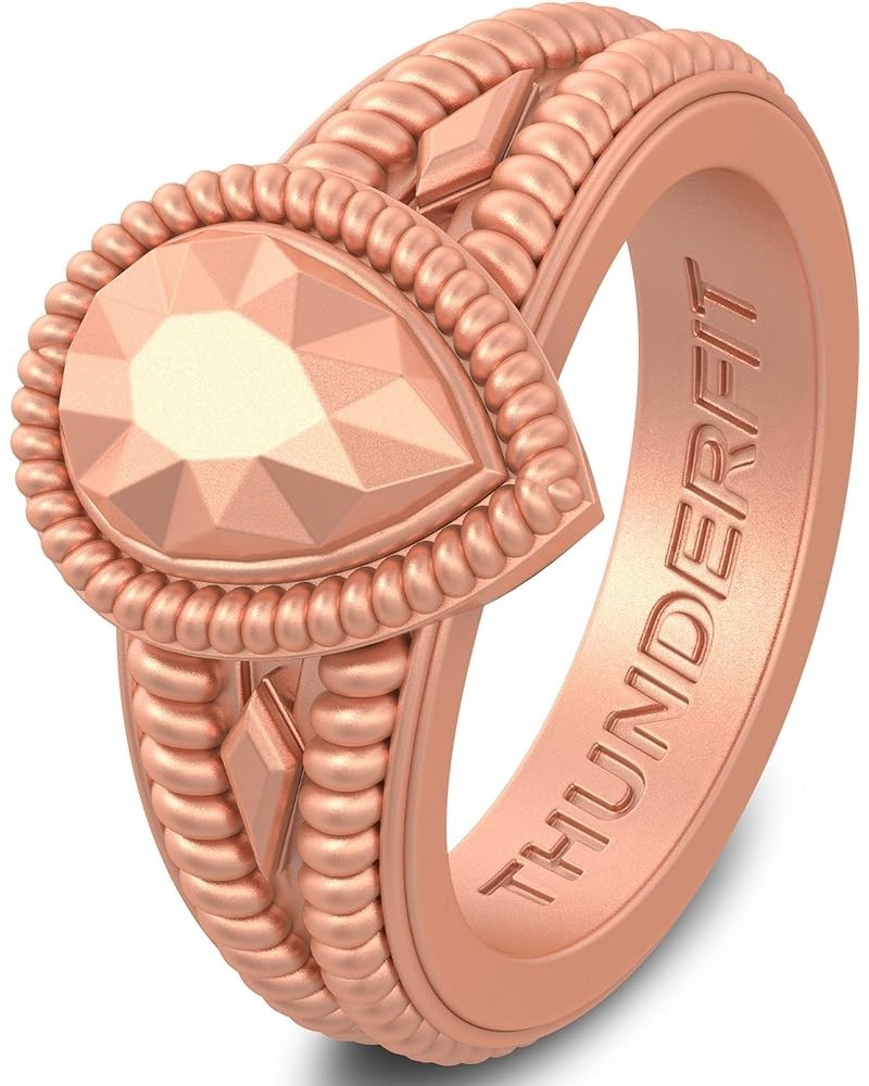 Women's Silicone Wedding Ring Like Diamond - 4.4mm~12.4mm Wide, 2mm~5.5mm Thick 6.5 - 7 (16.6mm) Rose Gold $14.55 Rings