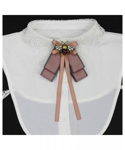 Vpang Retro Pearl Bee Bow Brooch Pre-Tied Neck Tie Brooch Pin Satin Ribbon Bow Tie for Women Wedding Party Bow Tie $8.84 Broo...