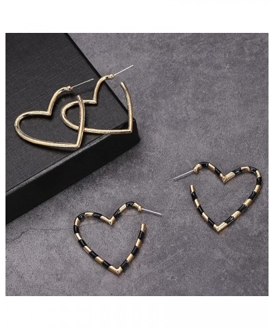 Colorful Statement Heart Hoop Earrings Geometric Fashion Lightweight Loop Earrings for Women Teen Girls Love Hollow Heart Sha...