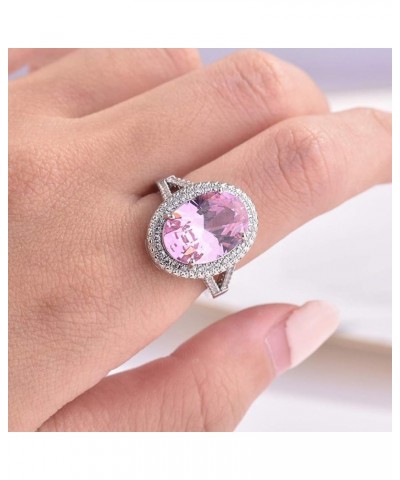 Exquisite Pink Diamond Geometric Oval Goose Egg Ring Ladies Jewelry Gift Pink,Purple,Rose Gold,White $4.83 Rings