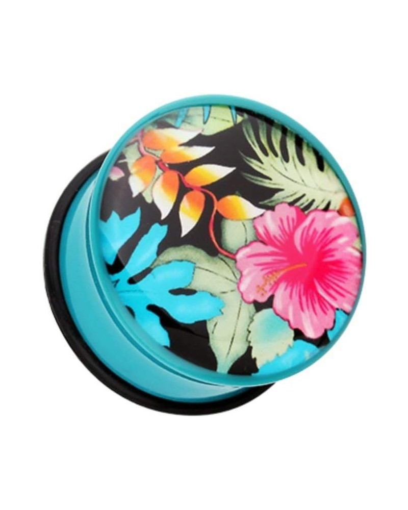 Hawaii Luau Flower Single Flared Ear Gauge Plug 9/16" (14mm) $12.75 Body Jewelry