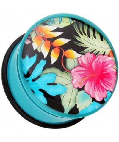 Hawaii Luau Flower Single Flared Ear Gauge Plug 9/16" (14mm) $12.75 Body Jewelry