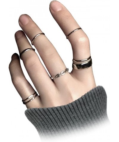 Gothic Knuckle Ring Set 7 Pcs Half Open Finger Ring Silver Punk Stackable Rings for Women or Men $6.75 Rings