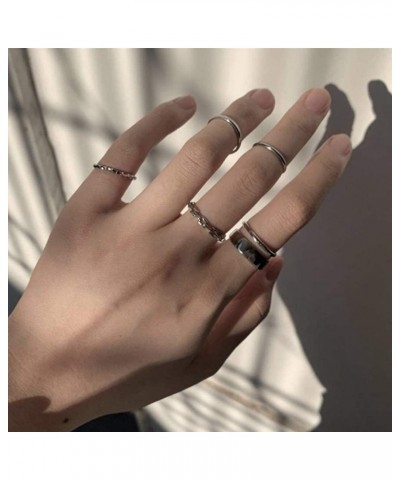 Gothic Knuckle Ring Set 7 Pcs Half Open Finger Ring Silver Punk Stackable Rings for Women or Men $6.75 Rings